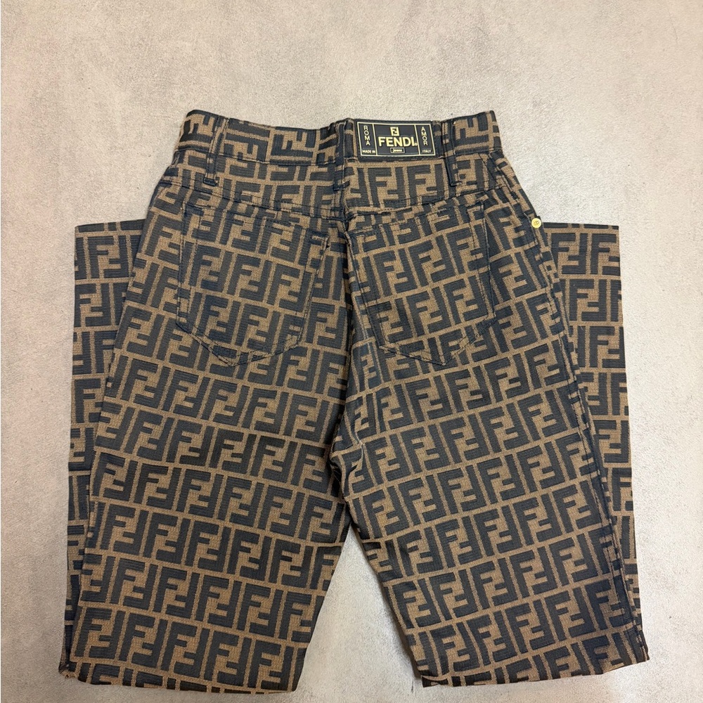 Vintage Fendi Zucca Black and Brown Monogram Trousers